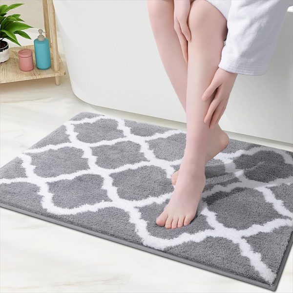 RUGSREAL Bathroom Rugs 36x24, Soft Absorbent Microfiber Bath Rug, Grey