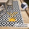 RUGSREAL Outdoor Rug 5x8 ft Waterproof Reversible Mat, Black & White