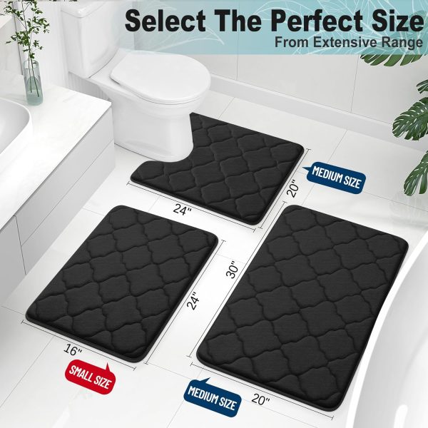 RUGSREAL Memory Foam Bath Mat Rug 24x16, Ultra Soft Bathroom Rugs, Black