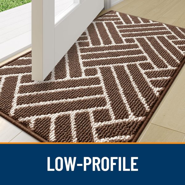 RUGSREAL Indoor Door Mat 32x20, Low-Profile Dirt Resistant Doormat, Coffee