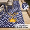 RUGSREAL Outdoor Rug 8x10 ft Waterproof Reversible Braided Mat, Navy & White