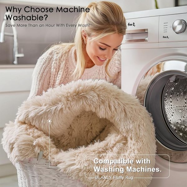 RUGSREAL 2x3 Machine Washable Small Bedside Rug, Soft Fluffy Shaggy Entryway Throw Rugs for Bedroom, Living Room, Indoor Floor Carpet for Kids Girls and Boys, Nursery Rooms, Home Decor Aesthetic, Beige