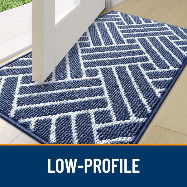 RUGSREAL Indoor Door Mat 32x20, Low-Profile Dirt Resistant Doormat, Navy