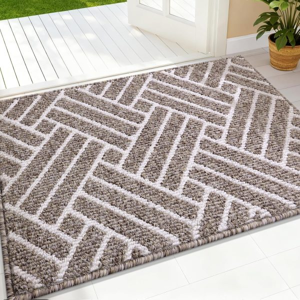 RUGSREAL Indoor Door Mat 32x20, Low-Profile Dirt Resistant Doormat, Khaki