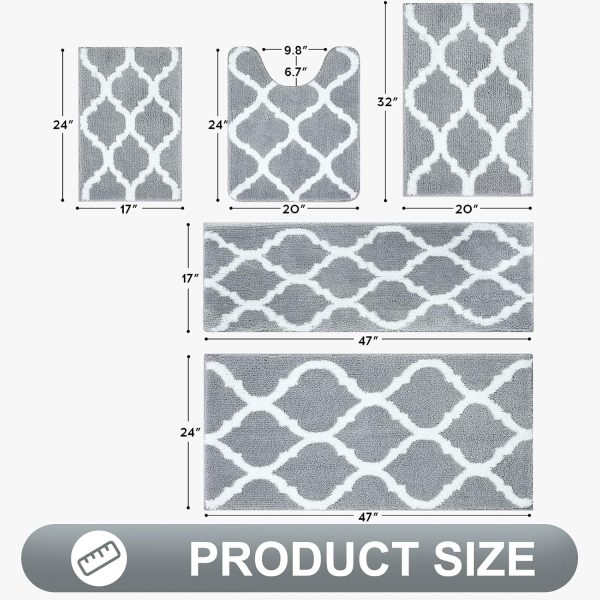 RUGSREAL Bathroom Rugs 36x24, Soft Absorbent Microfiber Bath Rug, Grey
