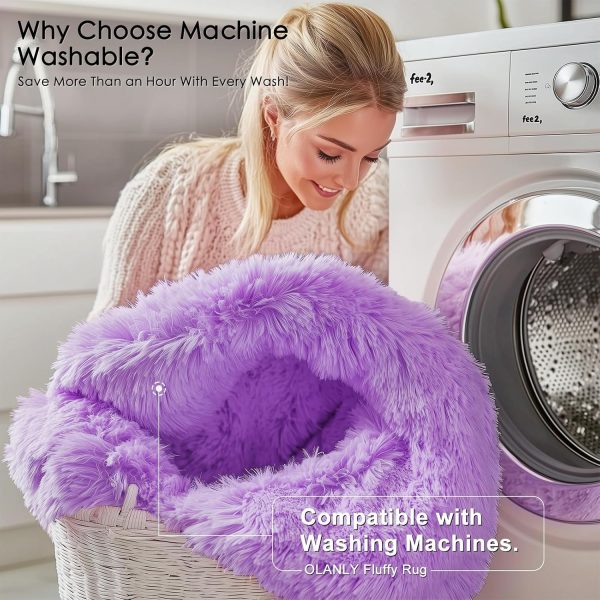 RUGSREAL 2x3 Machine Washable Small Bedside Rug, Soft Fluffy Shaggy Entryway Throw Rugs for Bedroom, Living Room, Indoor Floor Carpet for Kids Girls Boys, Nursery Rooms, Home Decor Aesthetic, Purple