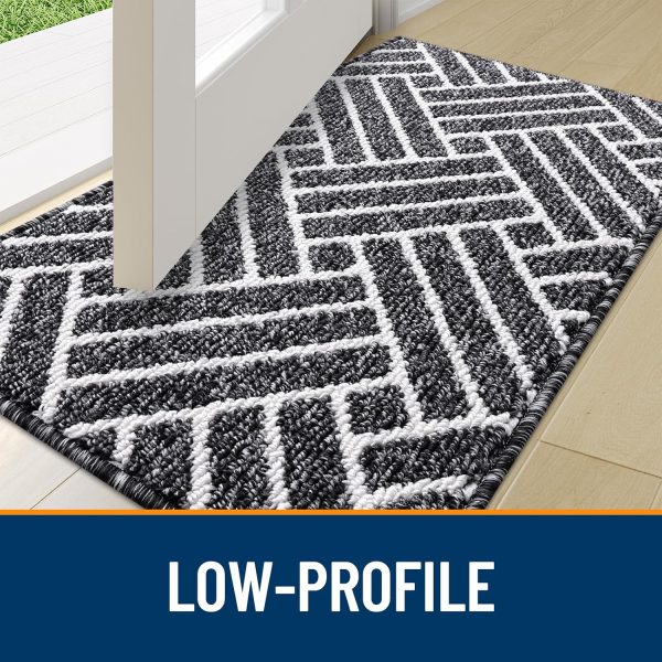 RUGSREAL Indoor Door Mat 32x20, Low-Profile Dirt Resistant Doormat, Black