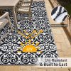RUGSREAL Outdoor Rug 6x9 ft Waterproof Reversible Floral Mat, Black & White