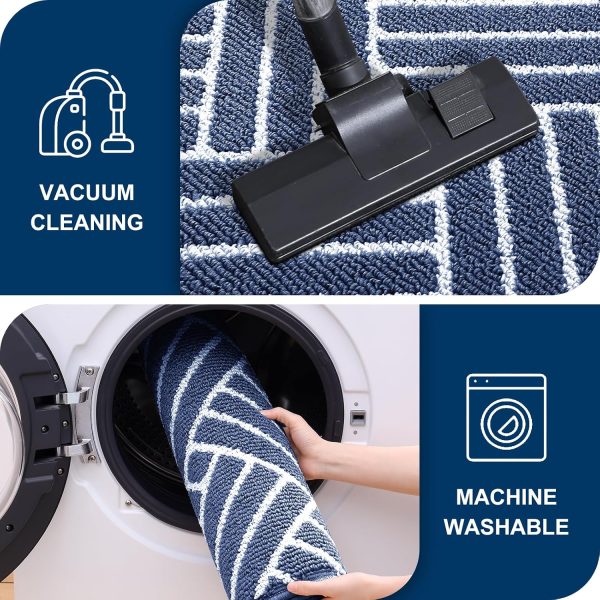 RUGSREAL Indoor Door Mat 32x20, Low-Profile Dirt Resistant Doormat, Navy