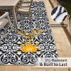 RUGSREAL Outdoor Rug 5x8 ft Waterproof Reversible Floral Mat, Black & White