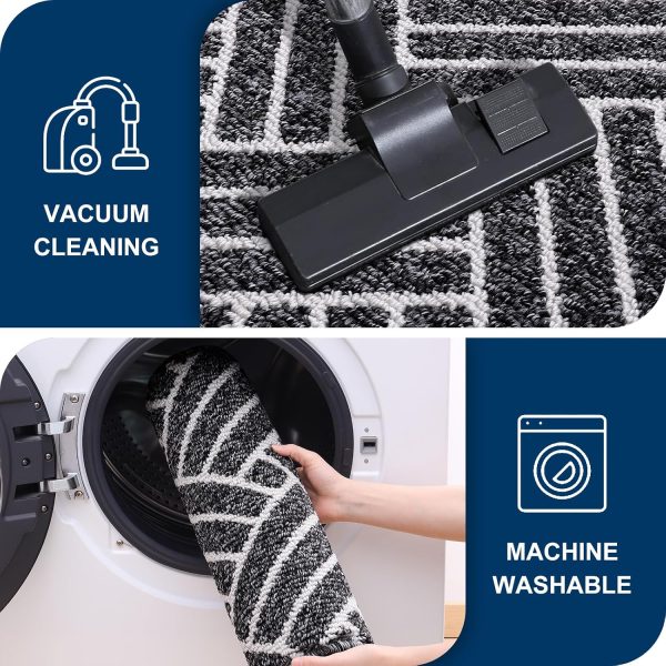 RUGSREAL Indoor Door Mat 32x20, Low-Profile Dirt Resistant Doormat, Black