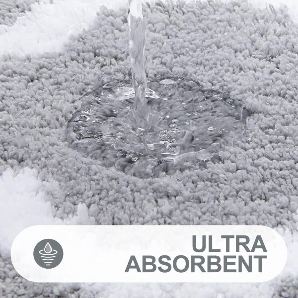 RUGSREAL Bathroom Rugs 36x24, Soft Absorbent Microfiber Bath Rug, Grey