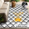 RUGSREAL Outdoor Rug 5x8 ft Waterproof Reversible Braided Mat, Black & White