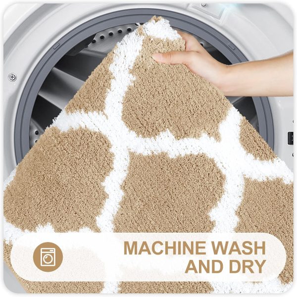 RUGSREAL Bathroom Rugs 24x16, Soft Absorbent Microfiber Bath Rug, Beige