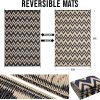 RUGSREAL Outdoor Rug 6x9 ft Waterproof Reversible Chevron Mat, Black & Beige