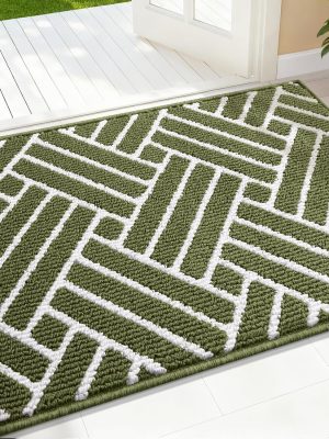 RUGSREAL Indoor Door Mat 36x24, Low-Profile Dirt Resistant Doormat, Green