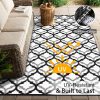 RUGSREAL Outdoor Rug 6x9 ft Waterproof Reversible Braided Mat, Black & White