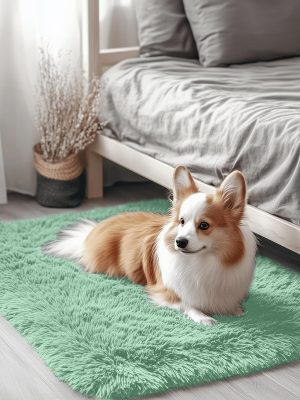 81wY1SyDzBL._AC_SL1500_.jpg RUGSREAL 2x3 Machine Washable Small Bedside Rug, Soft Fluffy Shaggy Entryway Throw Rugs for Bedroom, Living Room, Indoor Floor Carpet for Kids Girls Boy, Nursery Rooms, Home Decor Aesthetic, Mint Green