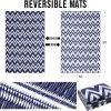 RUGSREAL Outdoor Rug 5x8 ft Waterproof Reversible Chevron Mat, Navy & White
