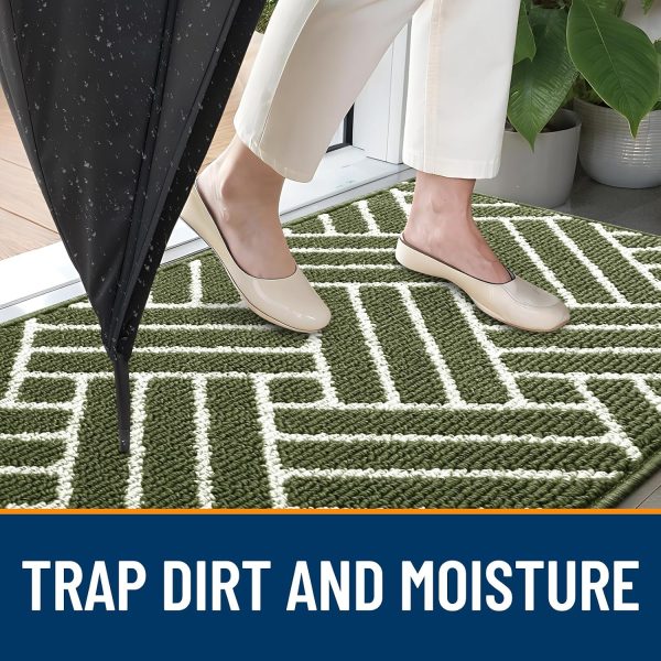 RUGSREAL Indoor Door Mat 36x24, Low-Profile Dirt Resistant Doormat, Green