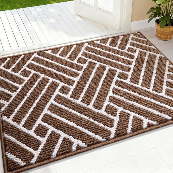 RUGSREAL Indoor Door Mat 32x20, Low-Profile Dirt Resistant Doormat, Coffee