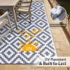 RUGSREAL Outdoor Rug 8x10 ft Waterproof Reversible Mat, Grey & White