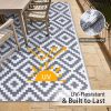 RUGSREAL Outdoor Rug 5x8 ft Waterproof Reversible Mat, Grey & White