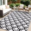 RUGSREAL Outdoor Rug 5x8 ft Waterproof Reversible Braided Mat, Black & White
