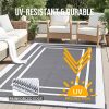 RUGSREAL Outdoor Rug 6x9 ft Waterproof Reversible Mat, Grey & White