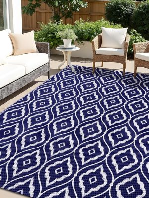 9105WAOyeL._AC_SL1500_.jpg RUGSREAL Outdoor Rug 8x10 ft Waterproof Reversible Braided Mat, Navy & White