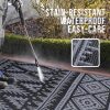 RUGSREAL Outdoor Rug 5x8 ft Waterproof Reversible Boho Mat, Black & Grey