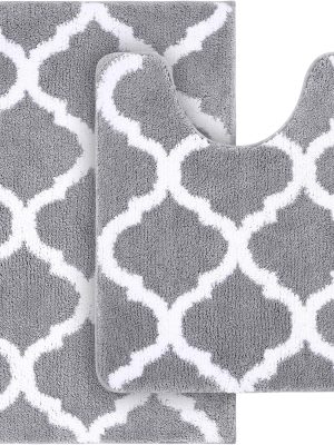 911As09qFnL._AC_SL1500_.jpg RUGSREAL Bathroom Rugs Set 2 Piece, 30"x20"+24"x20", Grey