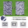 RUGSREAL Outdoor Rug 6x9 ft Waterproof Reversible Leaf Mat, Navy & White