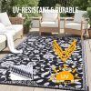 RUGSREAL Outdoor Rug 6x9 ft Waterproof Reversible Floral Mat, Black & White
