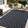 RUGSREAL Outdoor Rug 5x8 ft Waterproof Reversible Braided Mat, Black & Grey