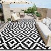RUGSREAL Outdoor Rug 8x10 ft Waterproof Reversible Mat, Black & White