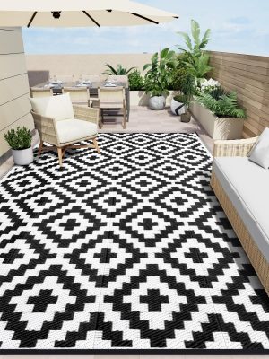 915zrzJH9hL._AC_SL1500_.jpg RUGSREAL Outdoor Rug 8x10 ft Waterproof Reversible Mat, Black & White