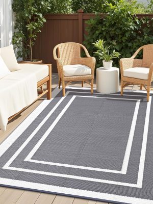 917M5AvTXdL._AC_SL1500_.jpg RUGSREAL Outdoor Rug 6x9 ft Waterproof Reversible Mat, Grey & White