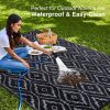 RUGSREAL Outdoor Rug 8x10 ft Waterproof Reversible Braided Mat, Black & Grey