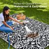 RUGSREAL Outdoor Rug 5x8 ft Waterproof Reversible Floral Mat, Black & White