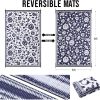 RUGSREAL Outdoor Rug 6x9 ft Waterproof Reversible Floral Mat, Navy & White