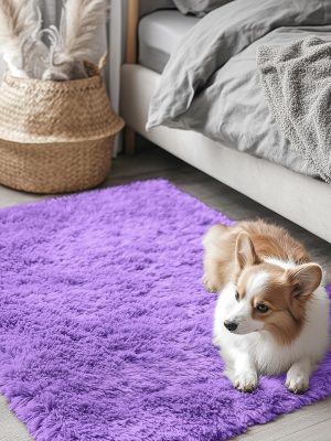 RUGSREAL 2x3 Machine Washable Small Bedside Rug, Soft Fluffy Shaggy Entryway Throw Rugs for Bedroom, Living Room, Indoor Floor Carpet for Kids Girls Boys, Nursery Rooms, Home Decor Aesthetic, Purple