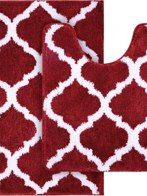 91GjlxkuKxL._AC_SL1500_.jpg RUGSREAL Bathroom Rugs Set 2 Piece, 30"x20"+24"x20", Burgundy