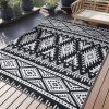RUGSREAL Outdoor Rug 5x8 ft Waterproof Reversible Boho Mat, Black & White
