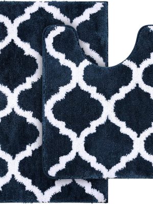 91OPKmsJzsL._AC_SL1500_.jpg RUGSREAL Bathroom Rugs Set 2 Piece, 30"x20"+24"x20", Navy