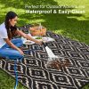RUGSREAL Outdoor Rug 6x9 ft Waterproof Reversible Floral Mat, Black & Beige
