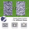 RUGSREAL Outdoor Rug 5x8 ft Waterproof Reversible Leaf Mat, Navy & White