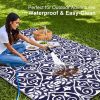 RUGSREAL Outdoor Rug 5x8 ft Waterproof Reversible Floral Mat, Navy & White