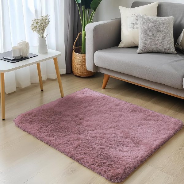 RUGSREAL 2x3 Machine Washable Small Bedside Rug, Soft Fluffy Shaggy Entryway Throw Rugs for Bedroom, Living Room, Indoor Floor Carpet for Kids Girls and Boys, Nursery Rooms, Home Decor Aesthetic, Blush