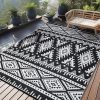 RUGSREAL Outdoor Rug 8x10 ft Waterproof Reversible Boho Mat, Black & White